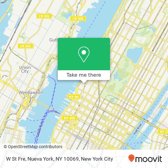 Mapa de W St Fre, Nueva York, NY 10069