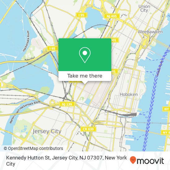 Mapa de Kennedy Hutton St, Jersey City, NJ 07307