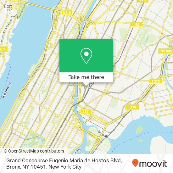 Grand Concourse Eugenio Maria de Hostos Blvd, Bronx, NY 10451 map