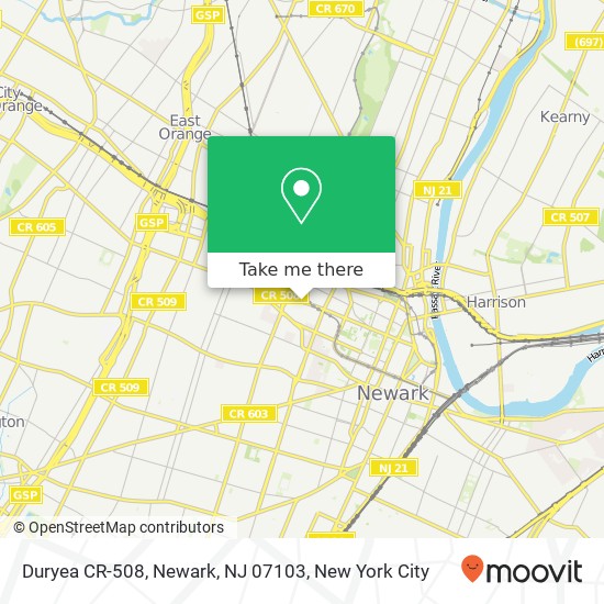 Mapa de Duryea CR-508, Newark, NJ 07103