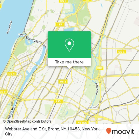 Mapa de Webster Ave and E St, Bronx, NY 10458