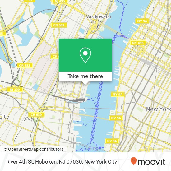 Mapa de River 4th St, Hoboken, NJ 07030