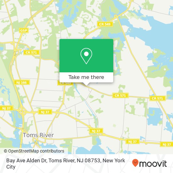 Mapa de Bay Ave Alden Dr, Toms River, NJ 08753