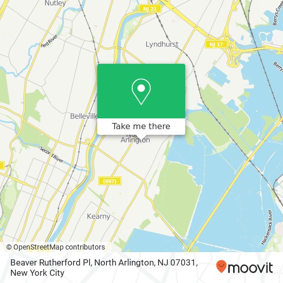 Mapa de Beaver Rutherford Pl, North Arlington, NJ 07031