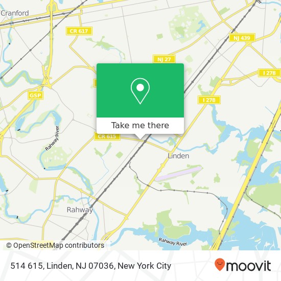 Mapa de 514 615, Linden, NJ 07036