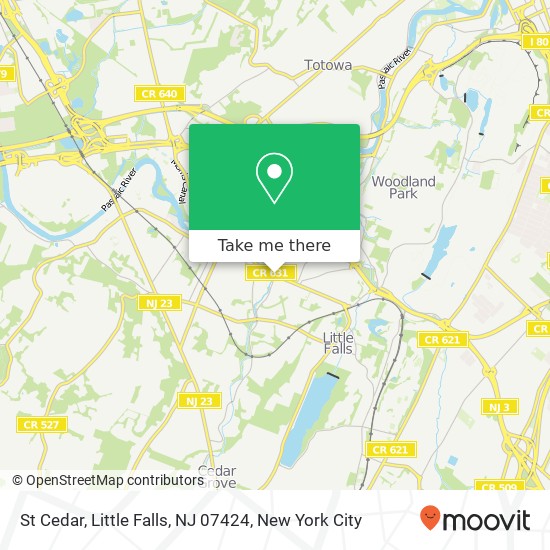 Mapa de St Cedar, Little Falls, NJ 07424