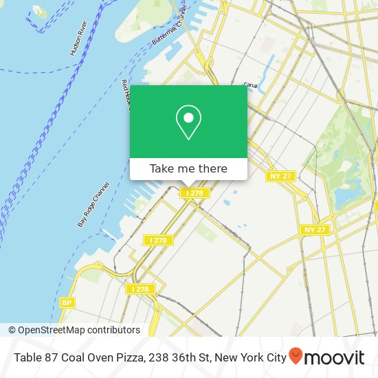 Mapa de Table 87 Coal Oven Pizza, 238 36th St