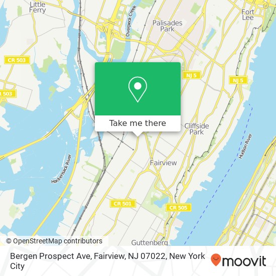 Bergen Prospect Ave, Fairview, NJ 07022 map
