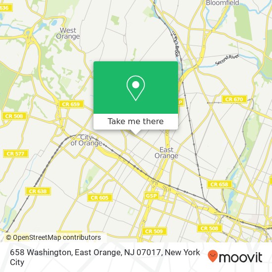 Mapa de 658 Washington, East Orange, NJ 07017
