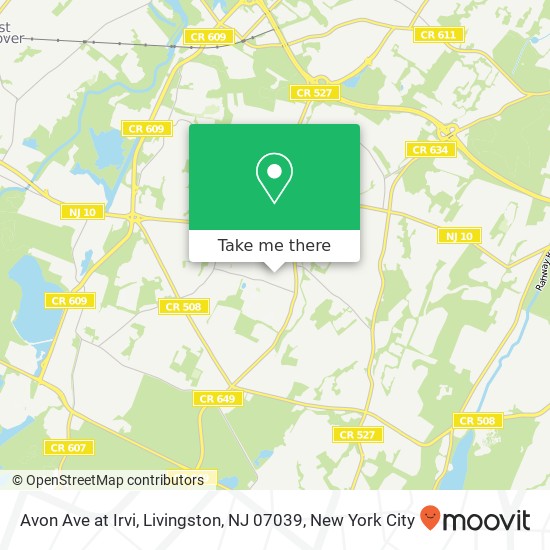 Mapa de Avon Ave at Irvi, Livingston, NJ 07039