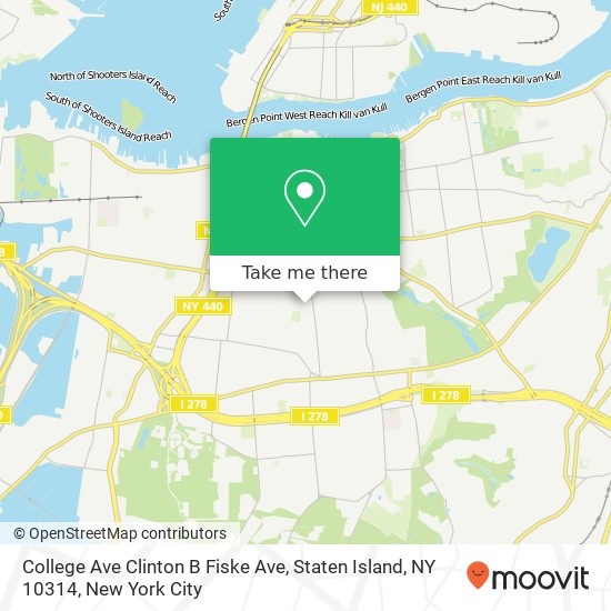 Mapa de College Ave Clinton B Fiske Ave, Staten Island, NY 10314