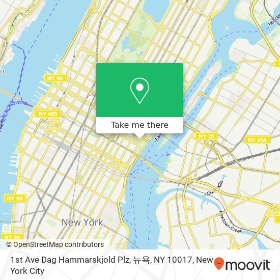 Mapa de 1st Ave Dag Hammarskjold Plz, 뉴욕, NY 10017