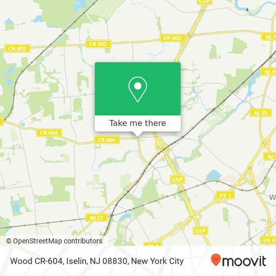 Mapa de Wood CR-604, Iselin, NJ 08830