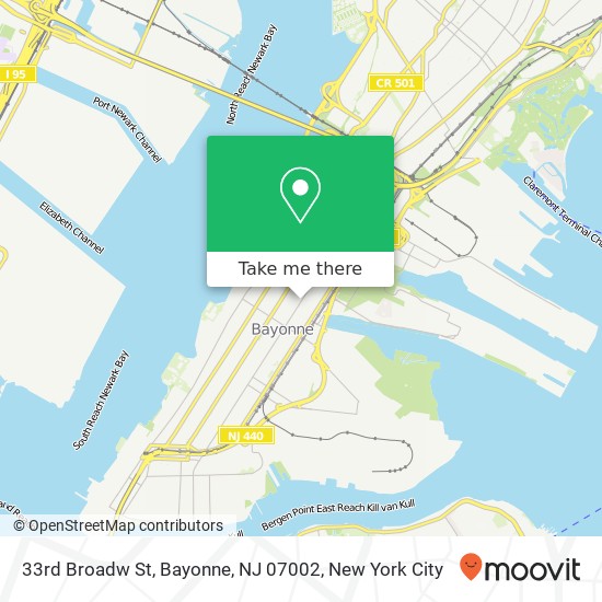 Mapa de 33rd Broadw St, Bayonne, NJ 07002