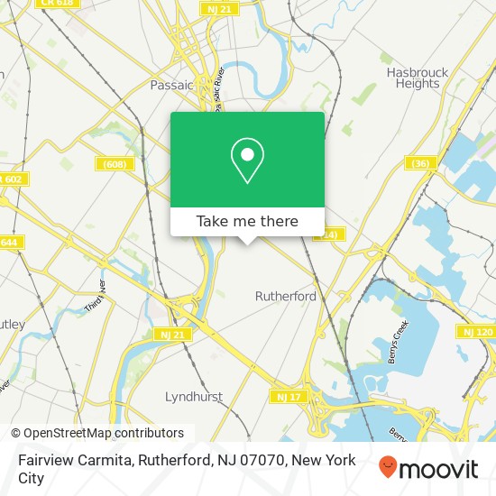 Mapa de Fairview Carmita, Rutherford, NJ 07070