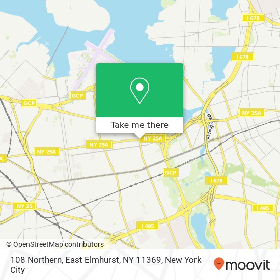 Mapa de 108 Northern, East Elmhurst, NY 11369