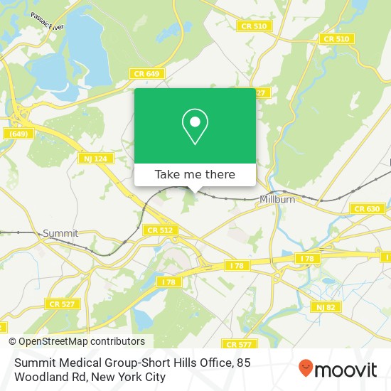 Summit Medical Group-Short Hills Office, 85 Woodland Rd map