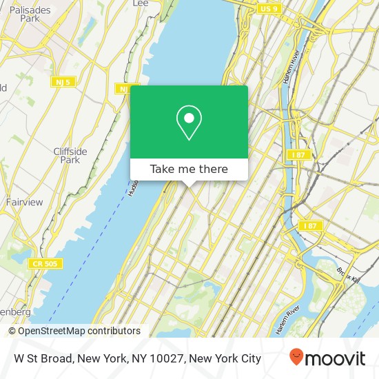W St Broad, New York, NY 10027 map
