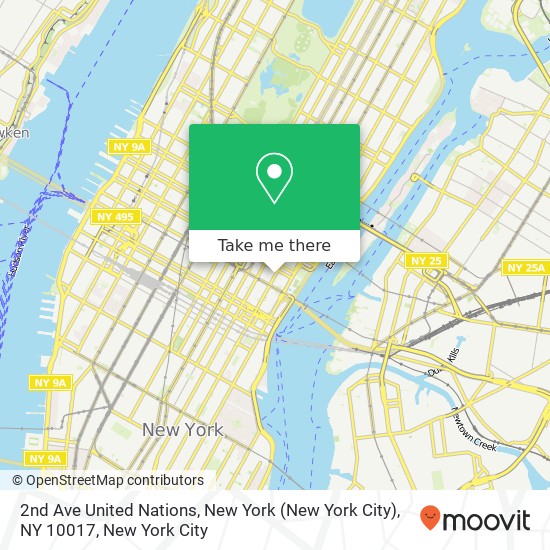 Mapa de 2nd Ave United Nations, New York (New York City), NY 10017