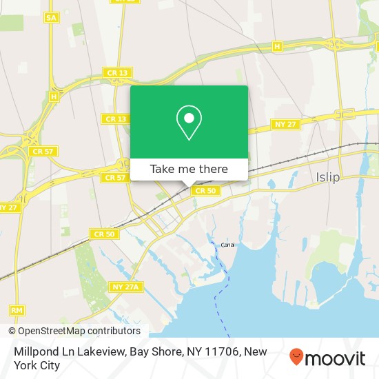 Mapa de Millpond Ln Lakeview, Bay Shore, NY 11706
