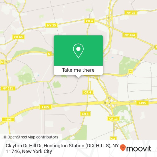 Mapa de Clayton Dr Hill Dr, Huntington Station (DIX HILLS), NY 11746