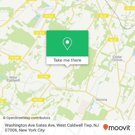 Mapa de Washington Ave Gates Ave, West Caldwell Twp, NJ 07006