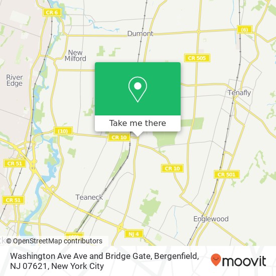 Mapa de Washington Ave Ave and Bridge Gate, Bergenfield, NJ 07621