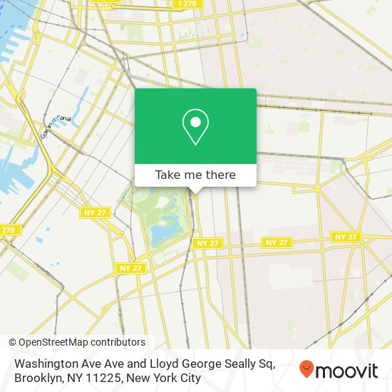 Washington Ave Ave and Lloyd George Seally Sq, Brooklyn, NY 11225 map