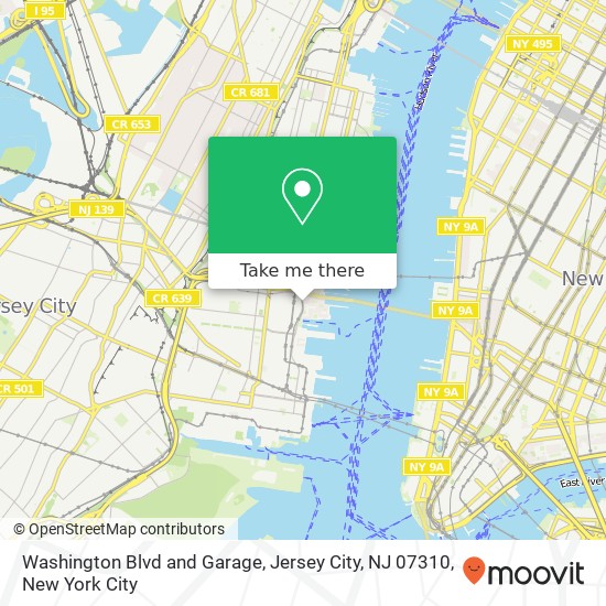 Mapa de Washington Blvd and Garage, Jersey City, NJ 07310