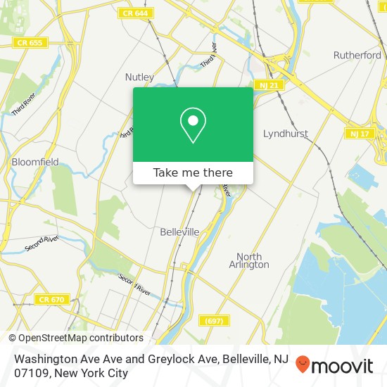 Washington Ave Ave and Greylock Ave, Belleville, NJ 07109 map