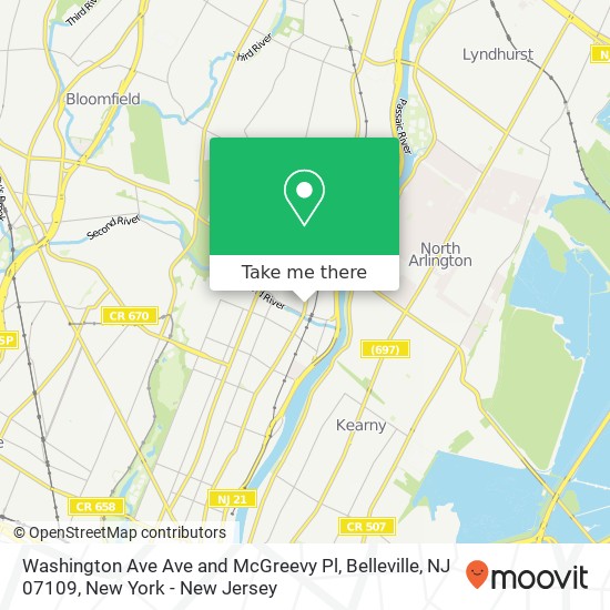 Washington Ave Ave and McGreevy Pl, Belleville, NJ 07109 map