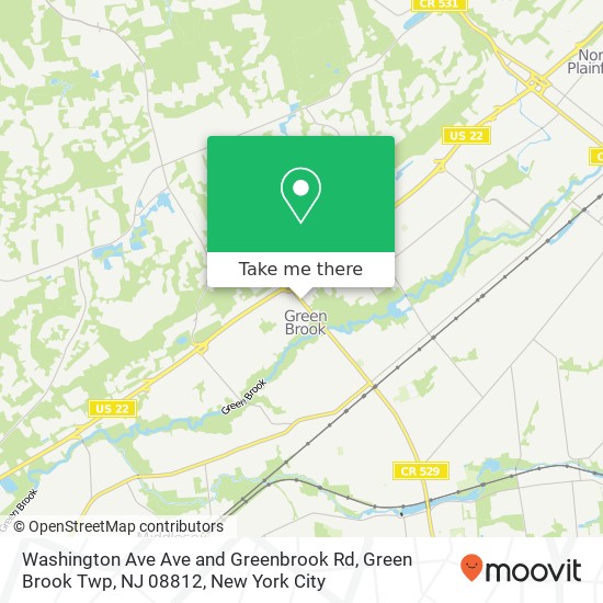 Washington Ave Ave and Greenbrook Rd, Green Brook Twp, NJ 08812 map