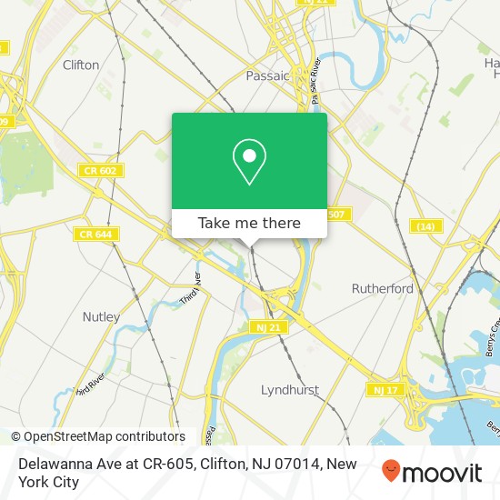 Mapa de Delawanna Ave at CR-605, Clifton, NJ 07014