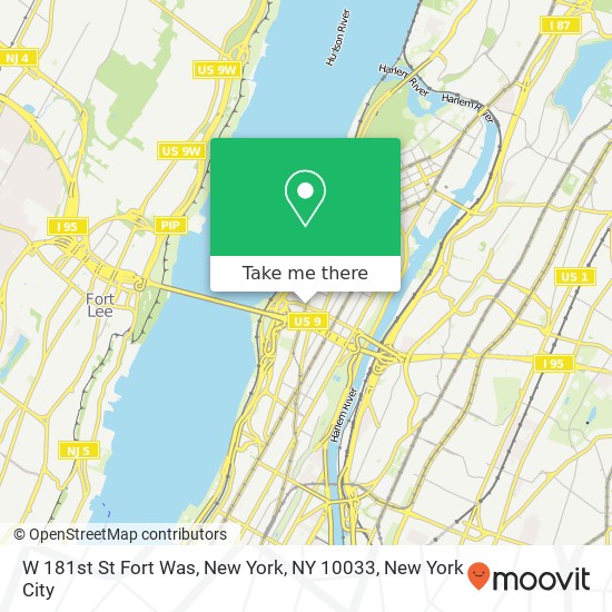 W 181st St Fort Was, New York, NY 10033 map