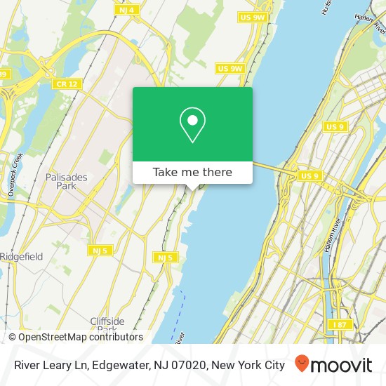 Mapa de River Leary Ln, Edgewater, NJ 07020