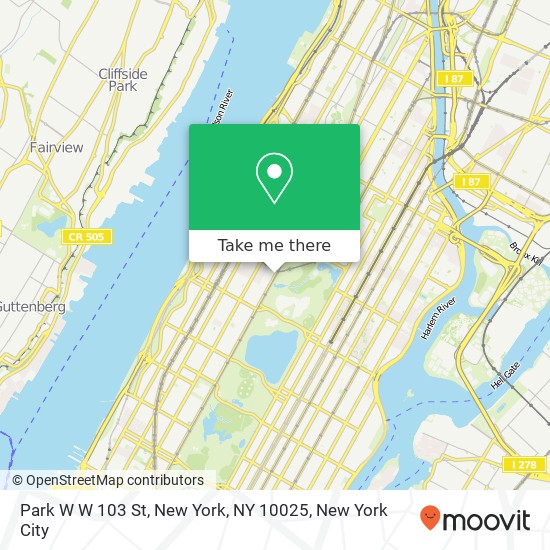 Park W W 103 St, New York, NY 10025 map