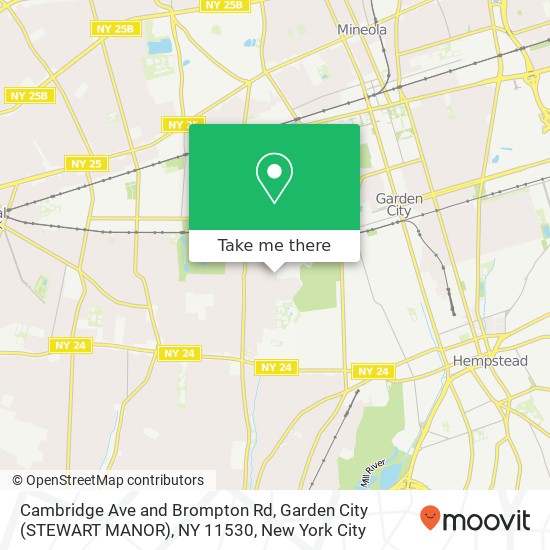 Mapa de Cambridge Ave and Brompton Rd, Garden City (STEWART MANOR), NY 11530