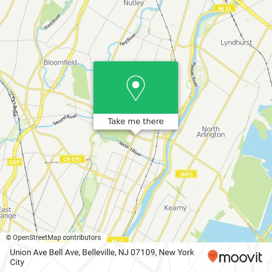 Union Ave Bell Ave, Belleville, NJ 07109 map