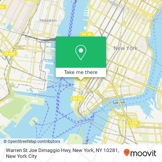 Warren St Joe Dimaggio Hwy, New York, NY 10281 map