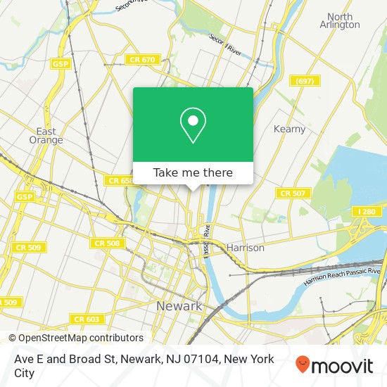 Mapa de Ave E and Broad St, Newark, NJ 07104