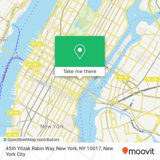 Mapa de 45th Yitzak Rabin Way, New York, NY 10017