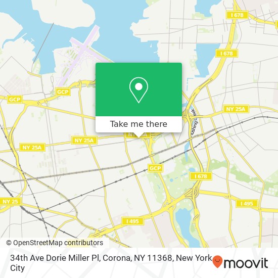 Mapa de 34th Ave Dorie Miller Pl, Corona, NY 11368