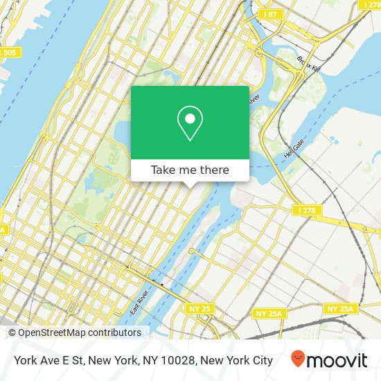 Mapa de York Ave E St, New York, NY 10028