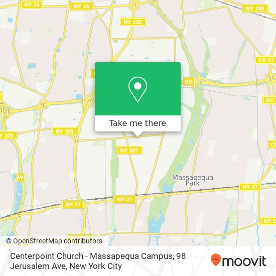 Mapa de Centerpoint Church - Massapequa Campus, 98 Jerusalem Ave