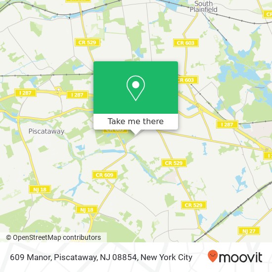 Mapa de 609 Manor, Piscataway, NJ 08854