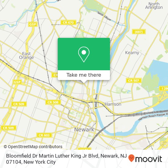 Bloomfield Dr Martin Luther King Jr Blvd, Newark, NJ 07104 map