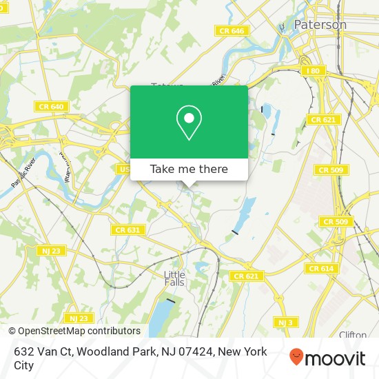 Mapa de 632 Van Ct, Woodland Park, NJ 07424