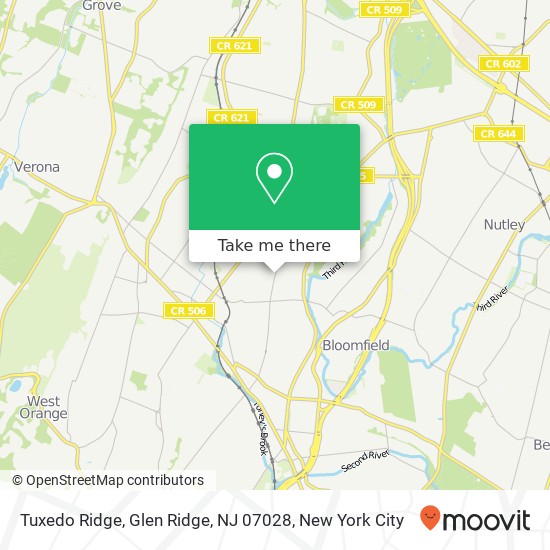 Mapa de Tuxedo Ridge, Glen Ridge, NJ 07028