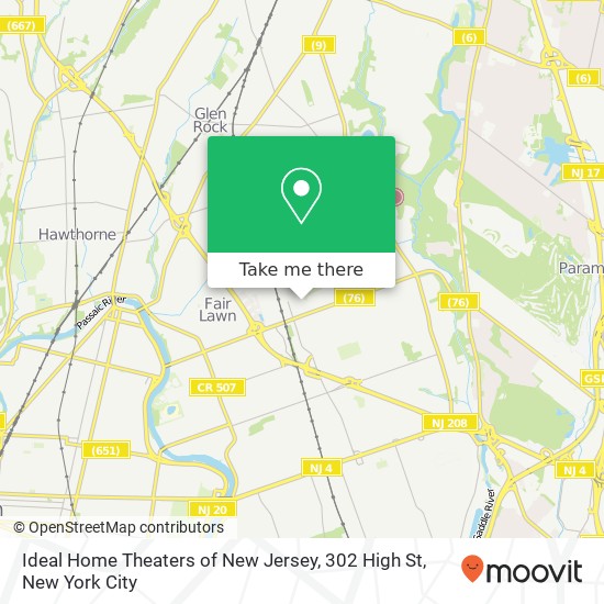 Mapa de Ideal Home Theaters of New Jersey, 302 High St