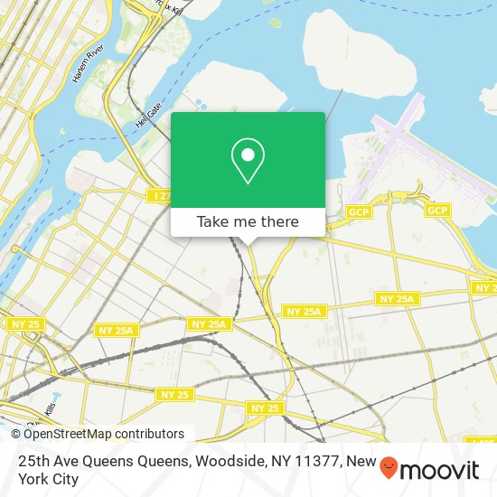 Mapa de 25th Ave Queens Queens, Woodside, NY 11377